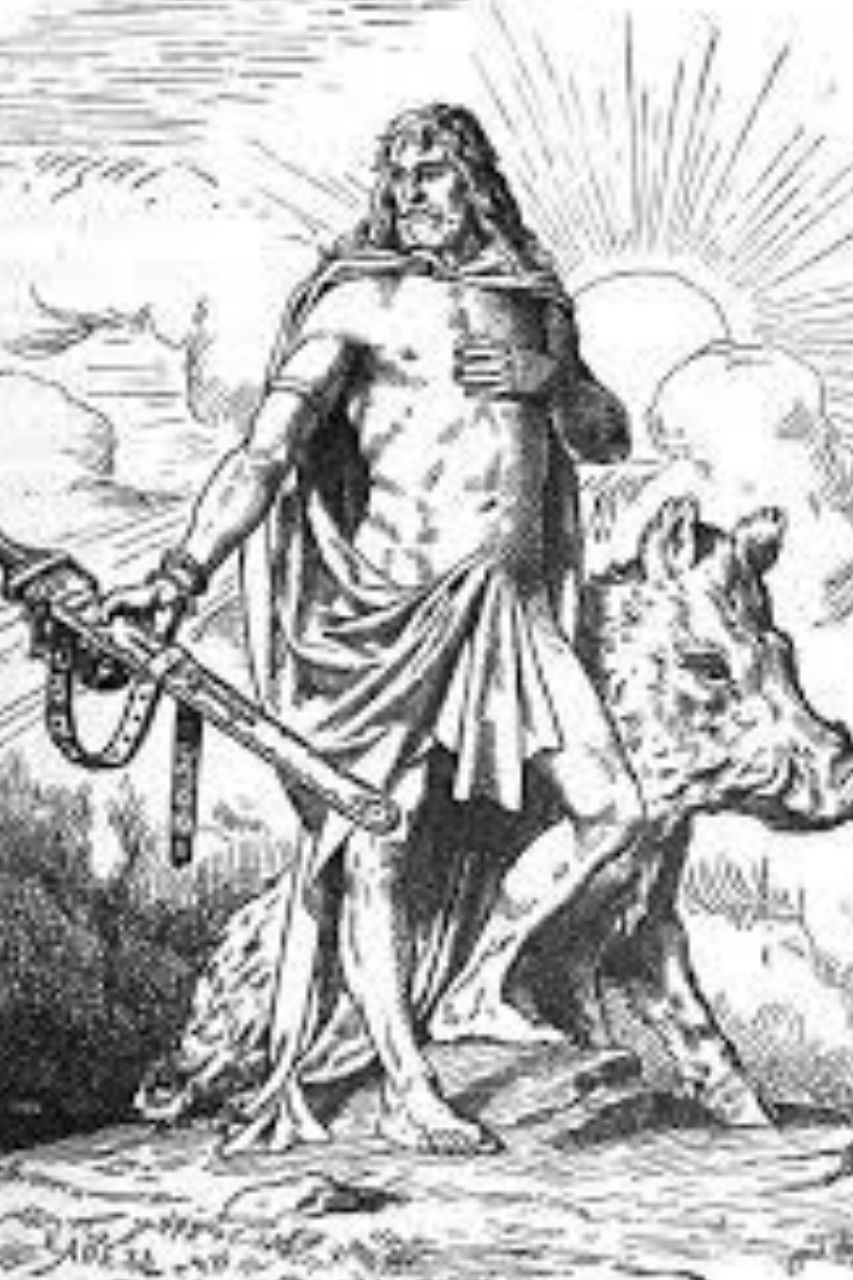 Freyr con il suo cinghiale, xilografia