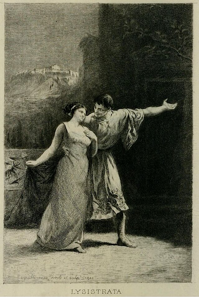 Illustrazione di una scena da Lisistrata di Aristofane