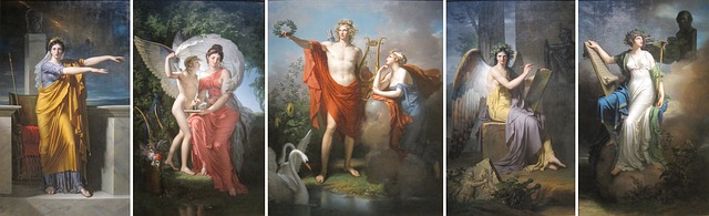 Apollo e le Muse in un’opera d’arte classica