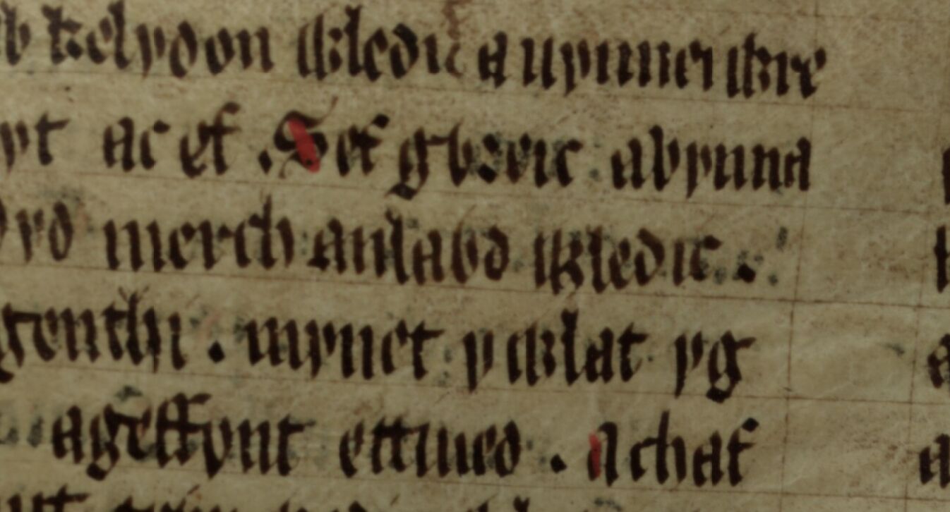 Culhwch e Olwen, folio 200v, che mostra quella che potrebbe essere la più antica testimonianza superstite di Amlawdd