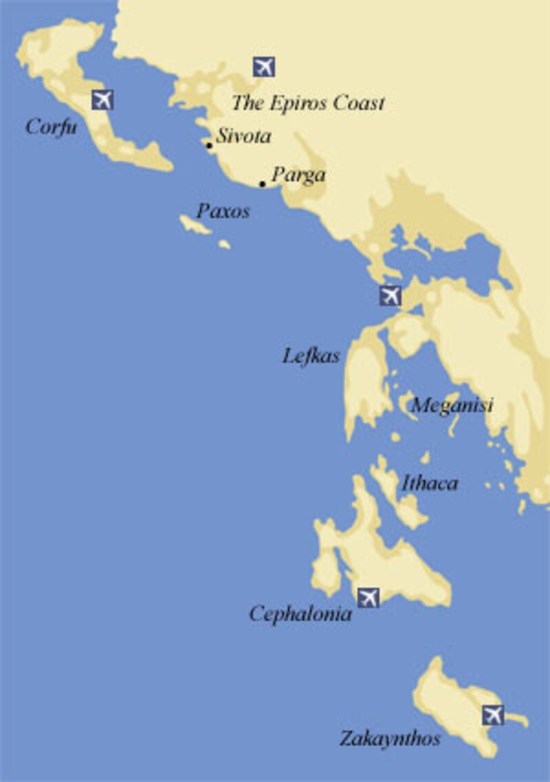 Mappa delle isole del mar Ionio