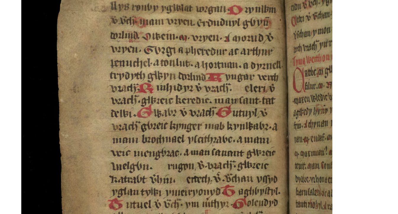 Jesus College MS 20, folio 33v, che mostra alcune delle numerose figlie di Brychan, molte delle quali sposarono re prominenti e divennero così antenate dei re di Britannia