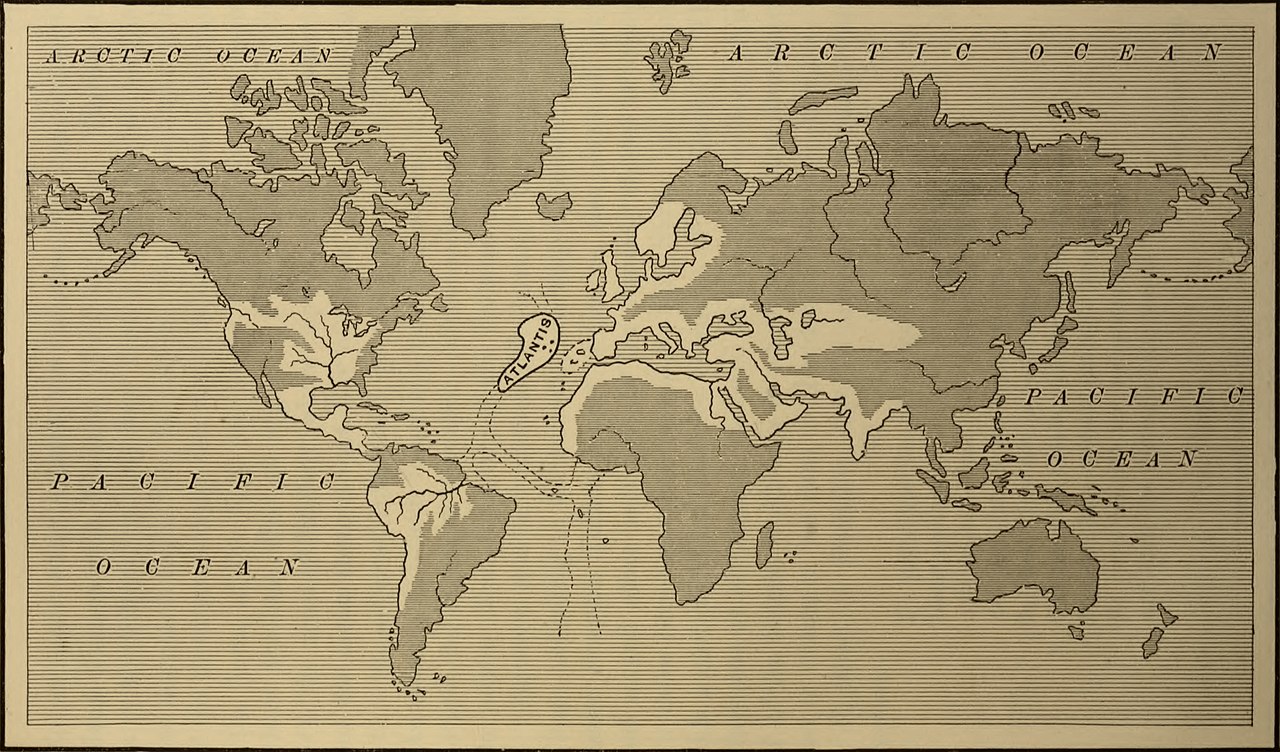 Una mappa del supposto Impero atlantideo, Ignatius Donnelly, 1882
