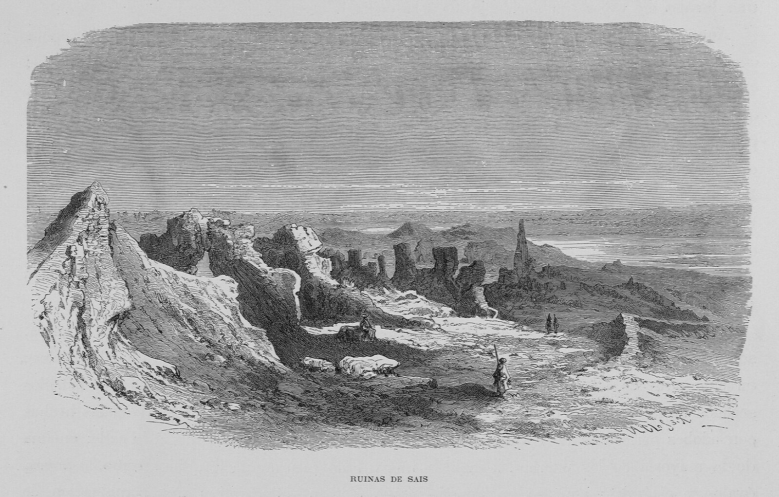 Illustrazione delle rovine di Sais, Egitto