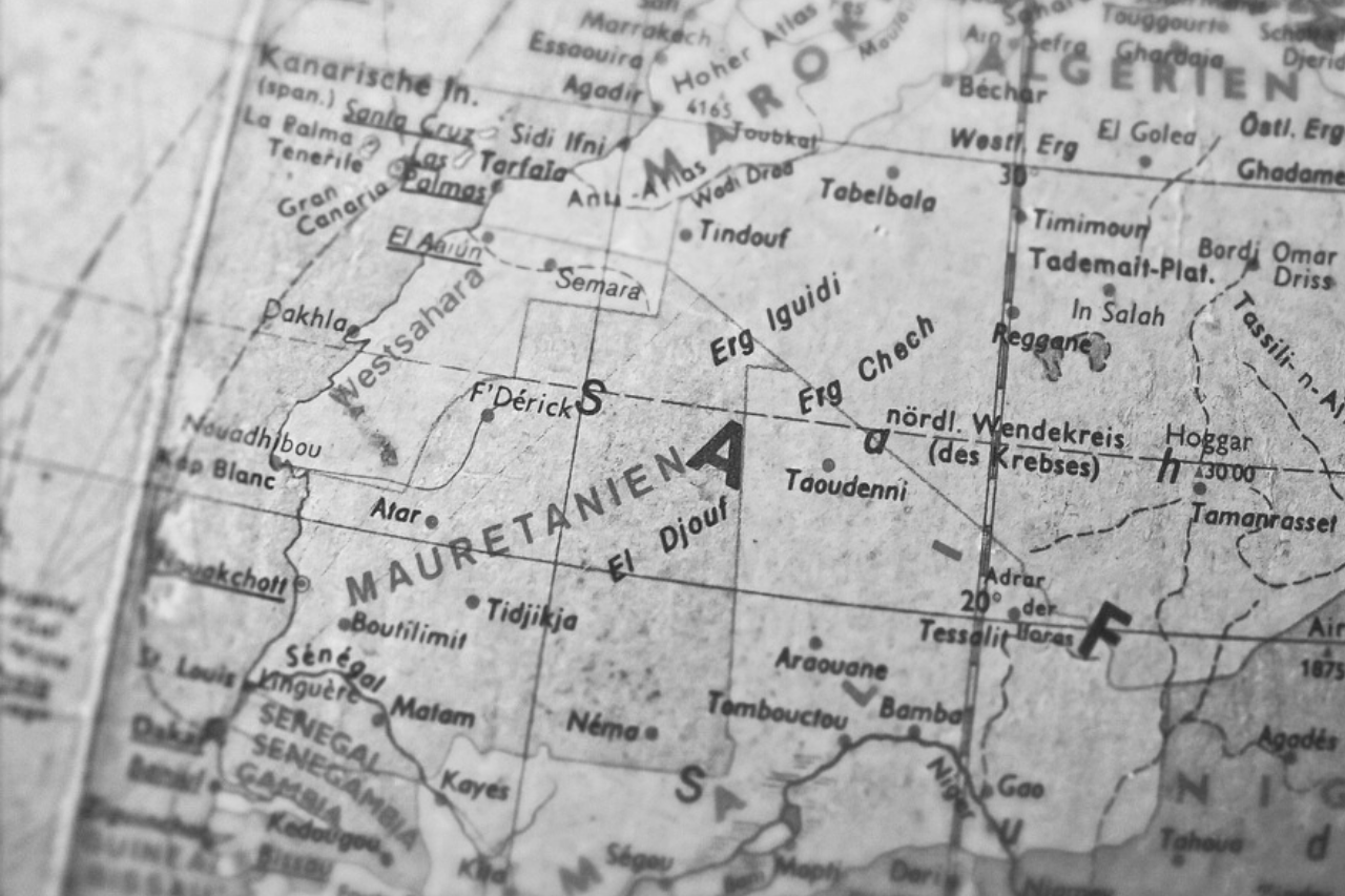 La città di Nouadhibou su una mappa dell’Africa