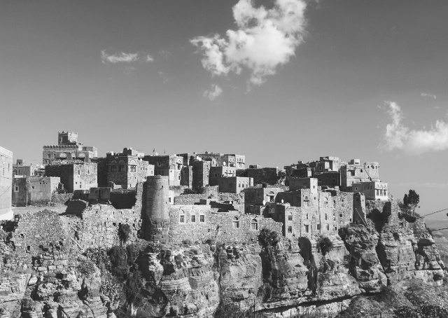 Vista sulla fortezza di Shibam e la città antica in Yemen